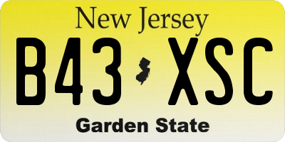 NJ license plate B43XSC