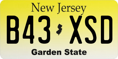 NJ license plate B43XSD