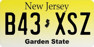 NJ license plate B43XSZ