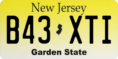 NJ license plate B43XTI