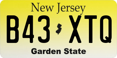 NJ license plate B43XTQ