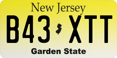 NJ license plate B43XTT