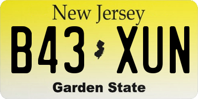 NJ license plate B43XUN