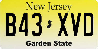 NJ license plate B43XVD