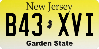 NJ license plate B43XVI