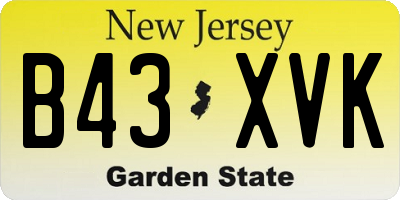 NJ license plate B43XVK