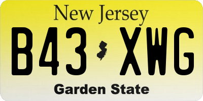 NJ license plate B43XWG