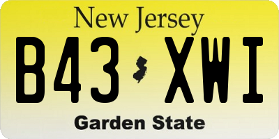 NJ license plate B43XWI