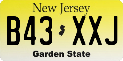 NJ license plate B43XXJ