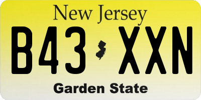 NJ license plate B43XXN