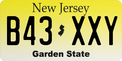 NJ license plate B43XXY