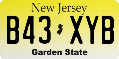 NJ license plate B43XYB