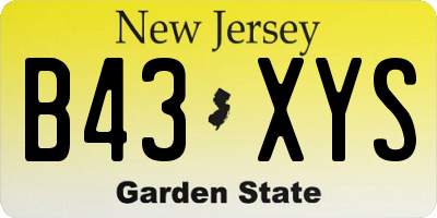 NJ license plate B43XYS