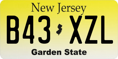 NJ license plate B43XZL