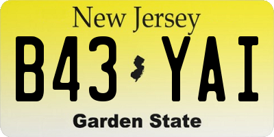 NJ license plate B43YAI