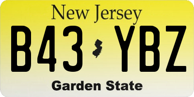 NJ license plate B43YBZ
