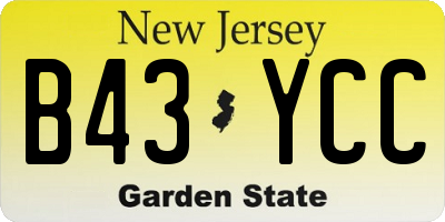 NJ license plate B43YCC
