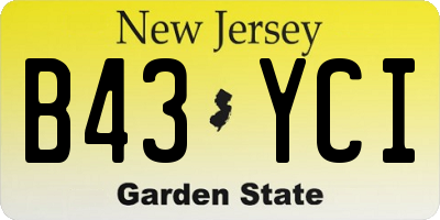 NJ license plate B43YCI