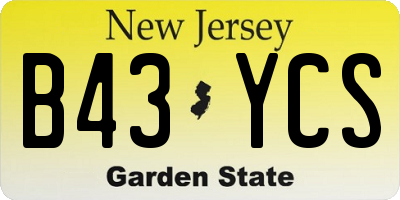 NJ license plate B43YCS