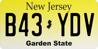 NJ license plate B43YDV