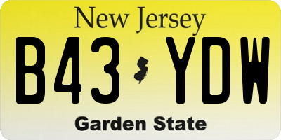 NJ license plate B43YDW