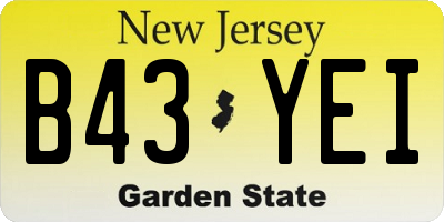 NJ license plate B43YEI