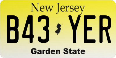 NJ license plate B43YER