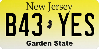 NJ license plate B43YES