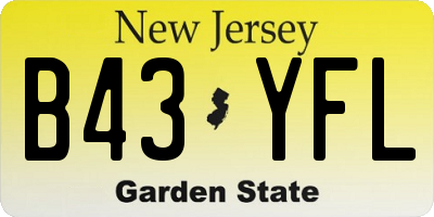 NJ license plate B43YFL