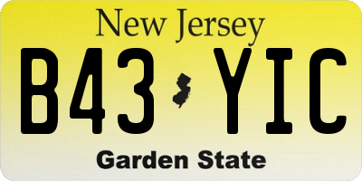 NJ license plate B43YIC