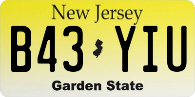 NJ license plate B43YIU