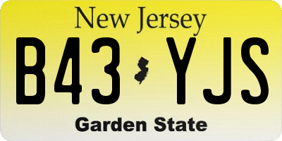 NJ license plate B43YJS