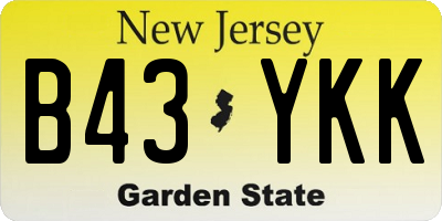 NJ license plate B43YKK