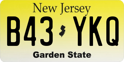 NJ license plate B43YKQ
