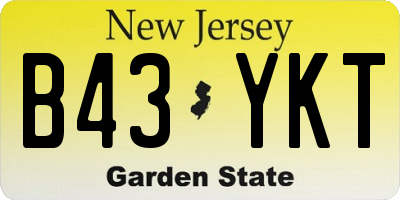 NJ license plate B43YKT