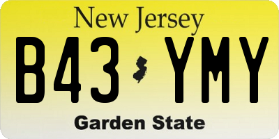 NJ license plate B43YMY