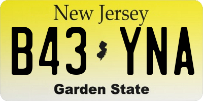 NJ license plate B43YNA