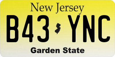 NJ license plate B43YNC