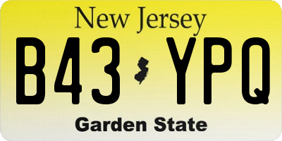 NJ license plate B43YPQ