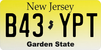 NJ license plate B43YPT