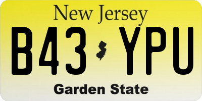 NJ license plate B43YPU