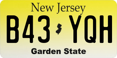 NJ license plate B43YQH