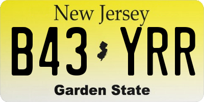 NJ license plate B43YRR