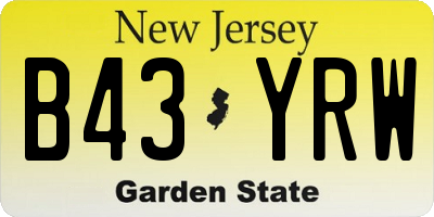 NJ license plate B43YRW
