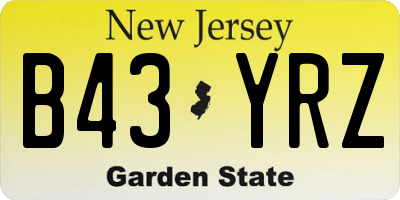 NJ license plate B43YRZ