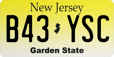 NJ license plate B43YSC