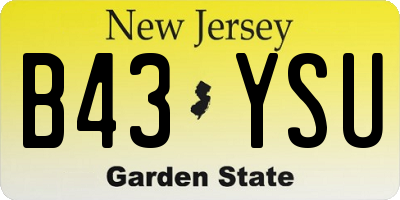 NJ license plate B43YSU