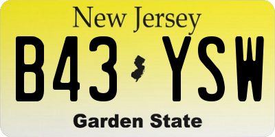 NJ license plate B43YSW