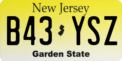 NJ license plate B43YSZ