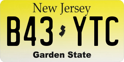 NJ license plate B43YTC